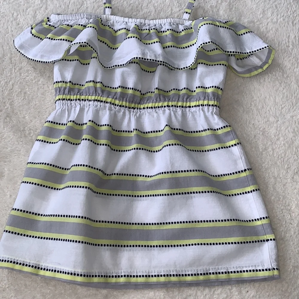 Janie and Jack Ruffle Sundress 2T White Gray Yellow Dress